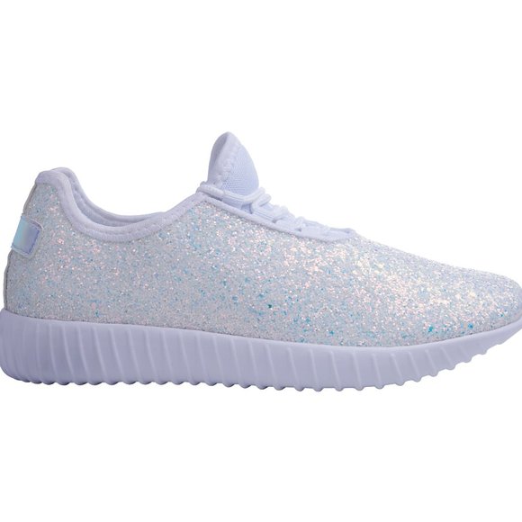 Sparkly Shoes - Women's White Glitter Sneakers Size 7